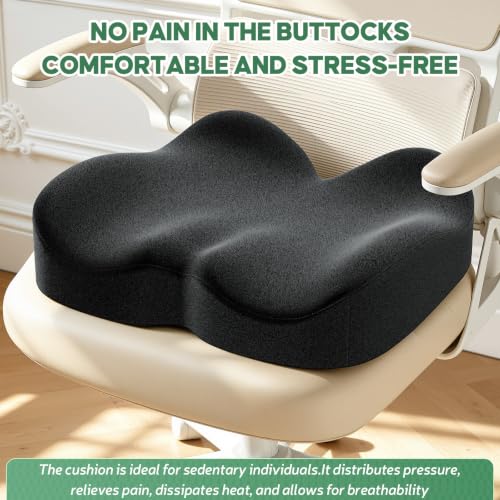 Memory Foam Seat Cushion (Black / 15.75×18.50×1.97 / 4.13 inch)