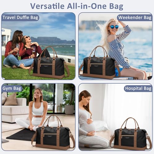Women Travel Duffle Bags (Black / Large)