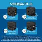 8 in 1 Universal Travel Adapter 45W (Black)