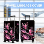 Luggage Cover Washable Suitcase Protector Anti (Pink Butterflies / M(fits 24-26Inch suitcase))