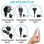 6 Pack European to US Plug Adapter (White)