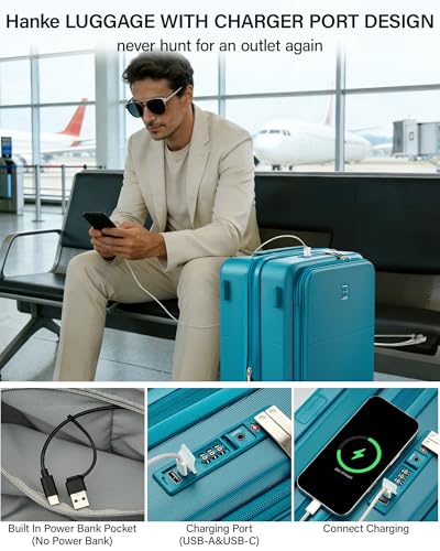 20 Inch Expandable Carry On Luggage 22x14x9 Airline Approved (Caribbean Blue / 20 Inch EXT)