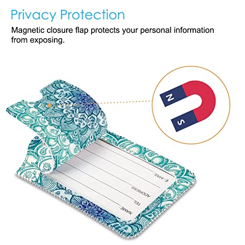 Luggage Tags Privacy Cover ID Label for Travel Bag Suitcase (Emerald Illusions)