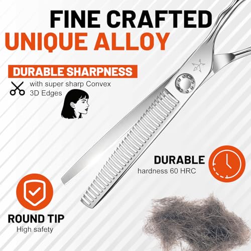 High end Professional Hair Thinning Scissors Hair Cutting Teeth Shears Barber Hairdressing Texturizing Scissors Extremely Very Sharp 6.5 Inch Stainless Steel Alloy For Men Women Salon & Home (Thinning Shears / 6.5 Inch)