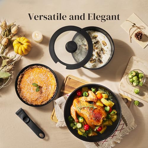 16pcs Ceramic Pots and Pans Set Non Stick (16 pcs Black)