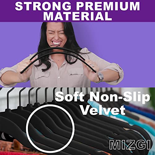 Black Velvet Hangers 50 Pack Non Slip Heavy Duty Black Hooks (Black/Black / 50-Pack)