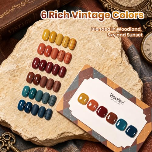 Beetles Fall Gel Nail Polish Set (A - Brown Red Green | Vintage Wilds)