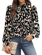 Womens Fall Fashion 2026 Long Sleeve Shirts Tops for Teachers School Outfits for Teachers Early Fall Clothes Fashion Winter Clothing for Women Trendy Ladies Blouses Black Beige Leopard L (03 - Black Beige Leopard / Large)