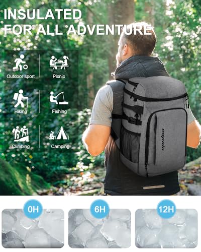 Cooler Backpack Insulated Leak Proof for Women Men Soft Cooler Bag (45 Cans / Grey)