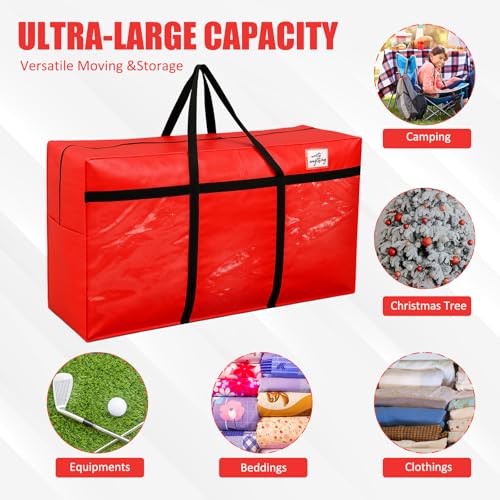 4 Pcs 96 Gallon Extra Large Moving Bags Heavy Duty Storage Bag (96 Gallon / Red)