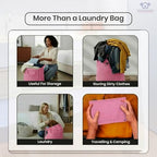LFH Home Large Premium Cotton Rich Canvas Laundry Bag with Drawstring and Handles Heavy Duty (28"x36" (Pack of 6) / Pink)