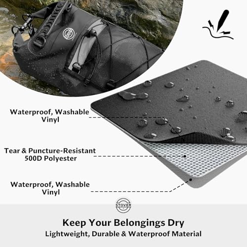 5/10/25/30/40L Waterproof Dry Bag & Phone Case - Large Floating Dry Backpack for Kayaking, Travel, Hiking, Fishing, Camping, Motorcycles & Beach, Heavy-Duty Roll Top Men/Women (Black) (25L+ Black / 40L)