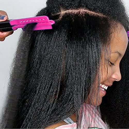 EasyGlide-V Hair Straightener and Detangler - Rat Tail Style V-Comb for Sectioning, Flat Ironing, Blow Drying, Keratin Comb for Tangled Hair, Spring Grip, Heat Resistant (Pink)