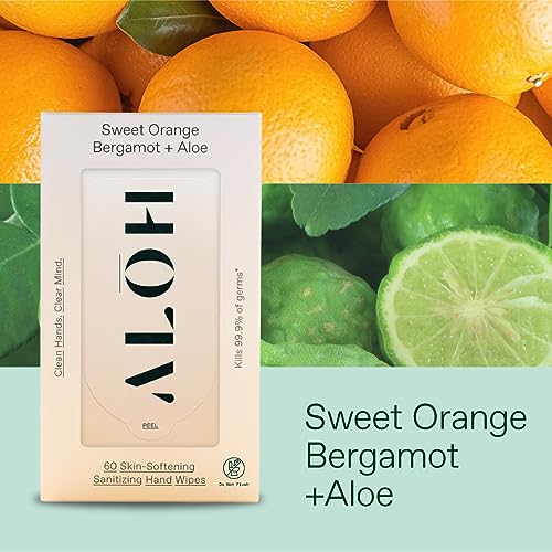 ALŌH Sweet Orange Bergamot + Aloe Hand Sanitizer Wipes (Sweet Orange Bergamot 6 pack 20ct Wipes (120 wipes))