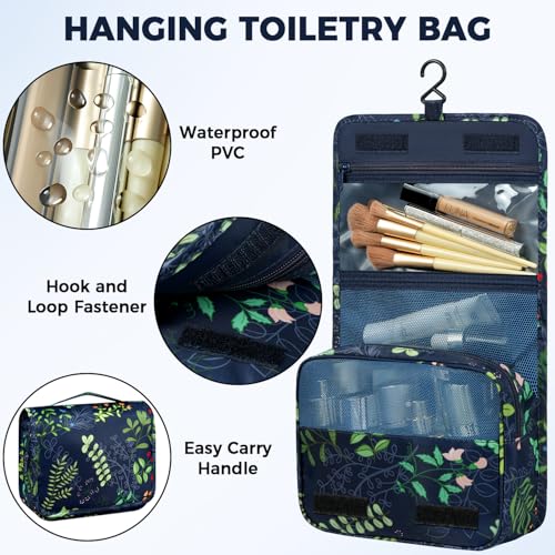 9 Set Packing Cubes with Packing List Luggage Packing Organizers for Travel Accessories (Navy leaf)