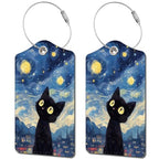 2 Pack Luggage Tag for Suitcase (Black Cat Sky)