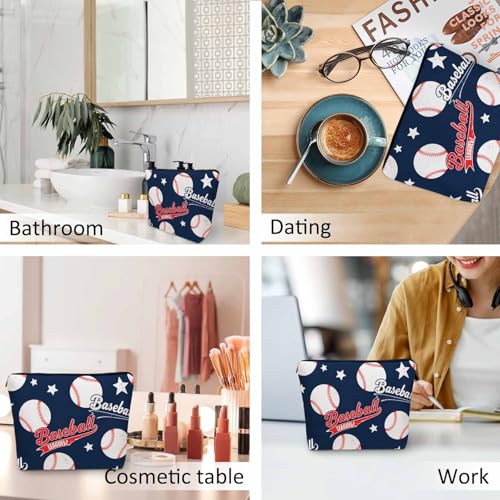 Baseball Makeup Organizer Bag Cosmetic Bag For Men Women (9 x 7.1 inch / Baseball)