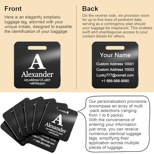 Customized Stainless Steel Luggage Tags (Initial 2"x2" / 2 Pack)