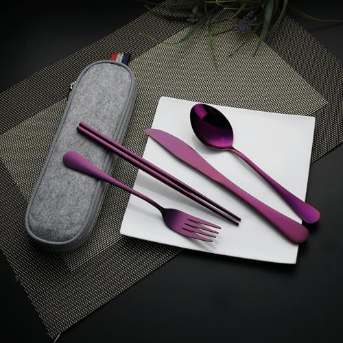 Travel Utensils with Case (Purple)