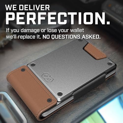 Slim Minimalist Wallets for Men (Legacy (Full Grain Brown Leather | Satin Gun Metal))
