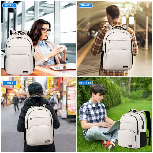 Backpack for School (Beige / 15.6 Inch)