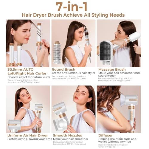 Blow Dryer Brush 7 in ONE (White Gold)