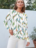 Long Sleeve Shirts for Women Casual Crewneck Tops Basic Tees (Small / Leafwhite)