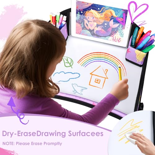 Kids Travel Tray for Toddler Car Seat (Dark Blue Car/Purple Mermaid--2PCS)