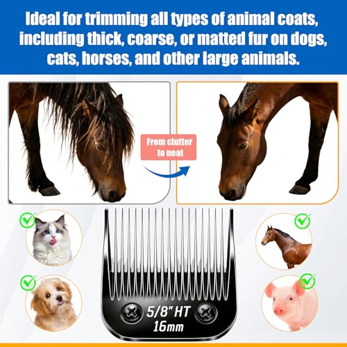 Dog Grooming Replacement Blades Compatible with Andis Dog Clippers (Black-5/8"HT-2PCS / Black)