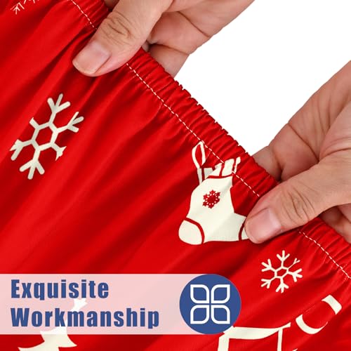 2 Pack Rectangle Spandex 8FT Elastic Fitted Christmas Tablecloth (Christmas Red / 96" x 30" (Rectangular))