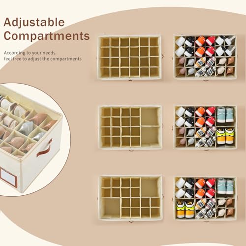 1 Pack Shoe Organizer for Closet (Beige)