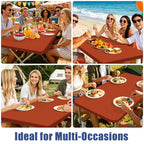 2 Pack Rectangle Spandex Fitted Table Cloth (Rust / 96" x 30" (Rectangular))