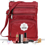 leather Crossbody Purses for Women (Plus / Red)