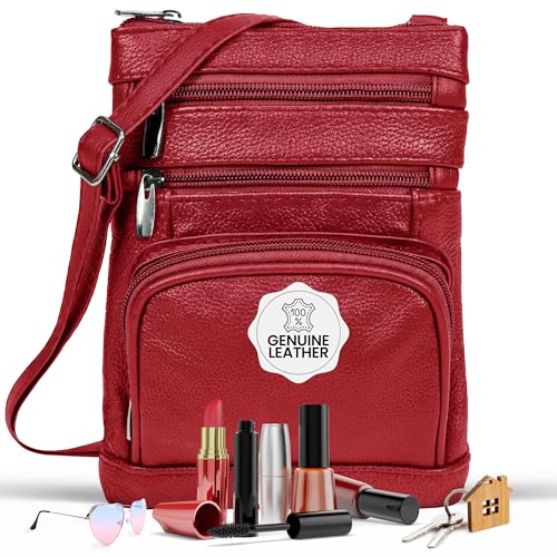 leather Crossbody Purses for Women (X-Large / Wine)