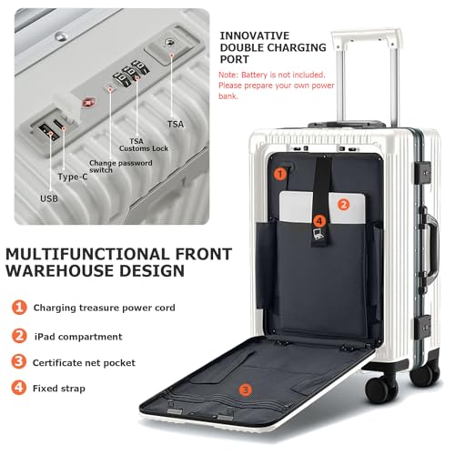 PC Hardside Carry On Luggage (A1-Ivory White (zipperless closure) / 22.5")