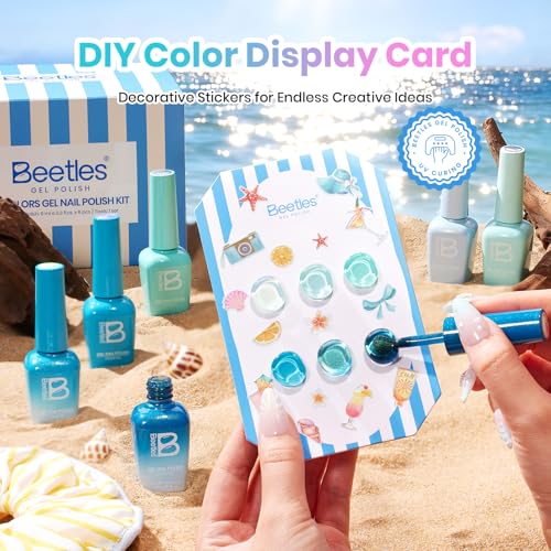 Beetles Blue Gel Nail Polish Set (A - Blue White Pink | Shore Light)