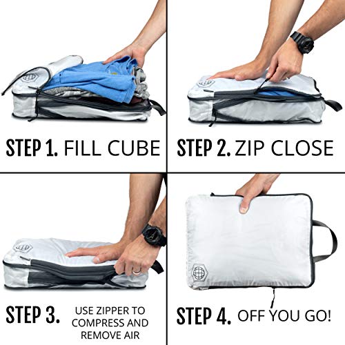 Large Compression Packing Cubes 4 (White/Grey 4 Piece)