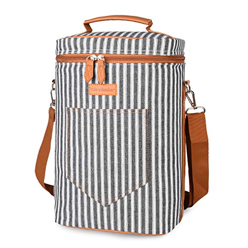 4 Bottle Wine Tote Carrier (Black Stripe / 4 Bottle-without front pocket)