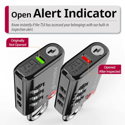 TSA Approved Locks for Luggage. Suitcase Locks with Open Alert Indicator (3 Digit Black 2 Pack)