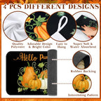 10 Pcs Fall Pumpkin Kitchen Decor Set Black Kitchen Rugs Set (Green, Black / Fresh)