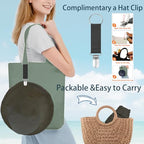 Womens Sun Hats Wide Brim Reversible Bucket Cotton Hat Packable Summer Travel Cap with Hat Clip (Medium / Medium-black+beige)