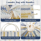 Thick Canvas Laundry Bag with Handles & Drawstring 30"Wx35"H (Fishbone L+ / L+ 30"Wx 35"H┃1 Pack)