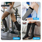 Cotton Compression Socks for Women&Men 20 (2 Pairs-polkadots&striped / Small-Medium)
