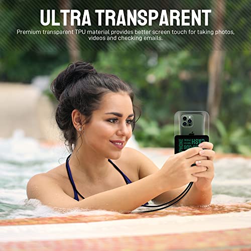 Universal Waterproof Phone Pouch [Double Space] IPX8 Dry Bag with Lanyard for iPhone 16 15 14 13 12 Pro Max XS XR X Galaxy S25 S24 S23 Ultra (Black/Green)