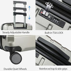 Hardside Expandable Carry On Luggage with Spinner Wheels & Built (Champagne)