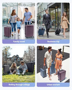 Luggage Sets 3 Pcs Suitcase with Wheels (Purple / 3-Piece Set-20 Inch/24 Inch/28 Inch)