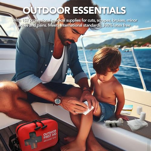 152 PCS Waterproof First Aid Kit (Red / 152 Piece Zipper Bag)