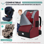 Padded Car Seat Travel Bag for Airplane Car Seat Backpack (Red&Black)