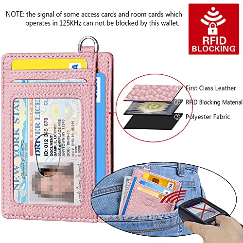 Slim Minimalist Wallet RFID Credit Card Holder for Men (small / Litchi Pink)