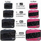 8 Set Packing Cubes (8 set - Grey/Rose)